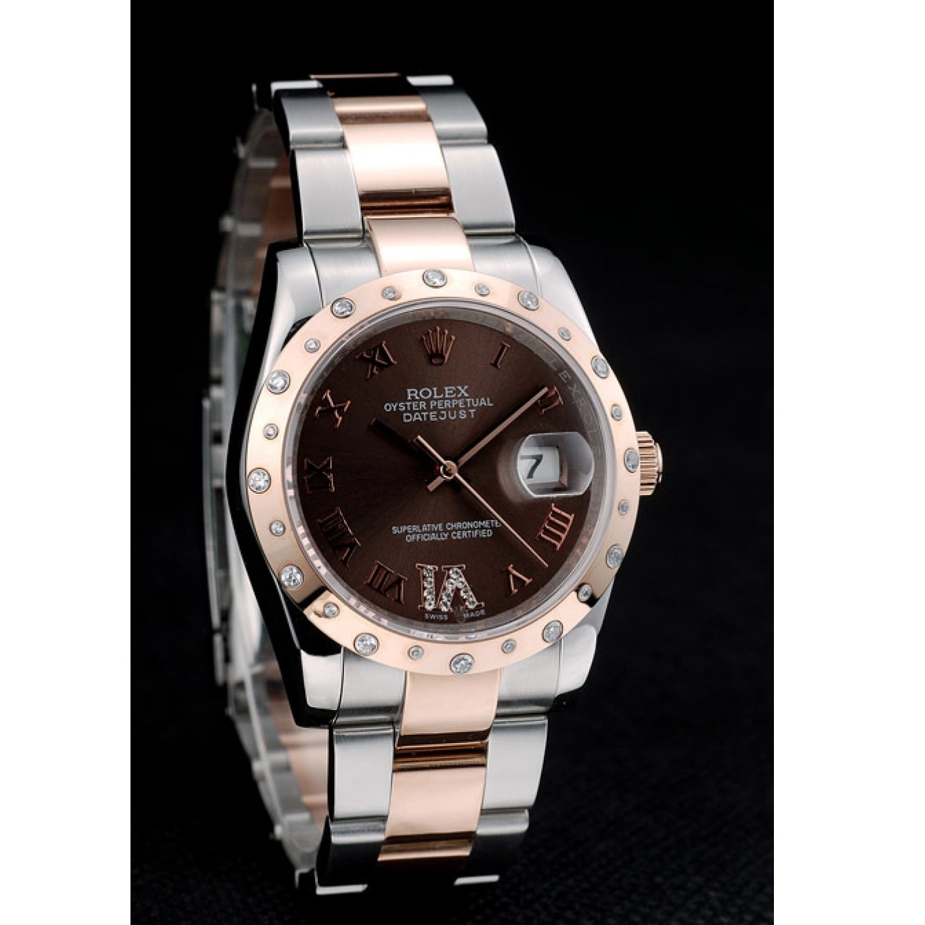 Good Copy Rolex Watches Brown DateJust Stainless 41994 Dial Case Diamond Plated Rolex Steel Brushed 0614